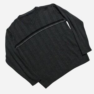 Mens Moto Y2K Vintage 2000s/90s Skater Grandpa Striped Knit Sweater